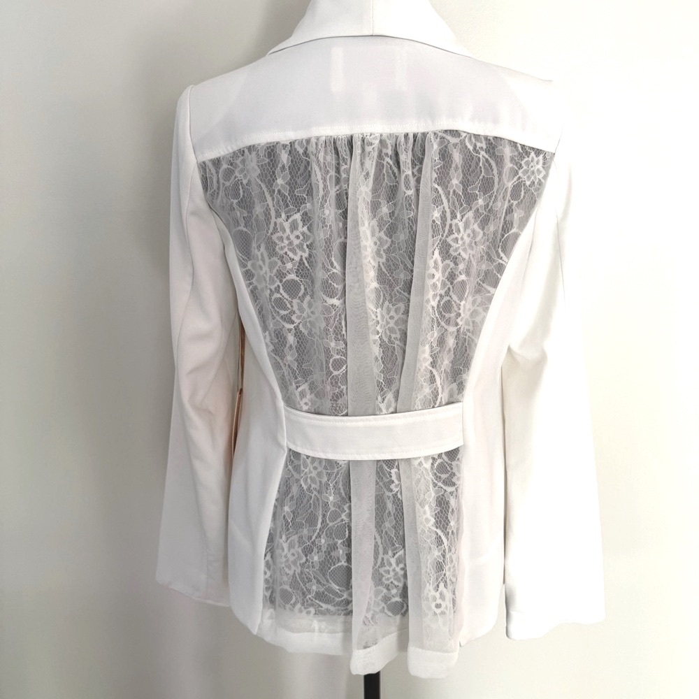 Gibson Latimer Sheer Lace back Cream Blazer
